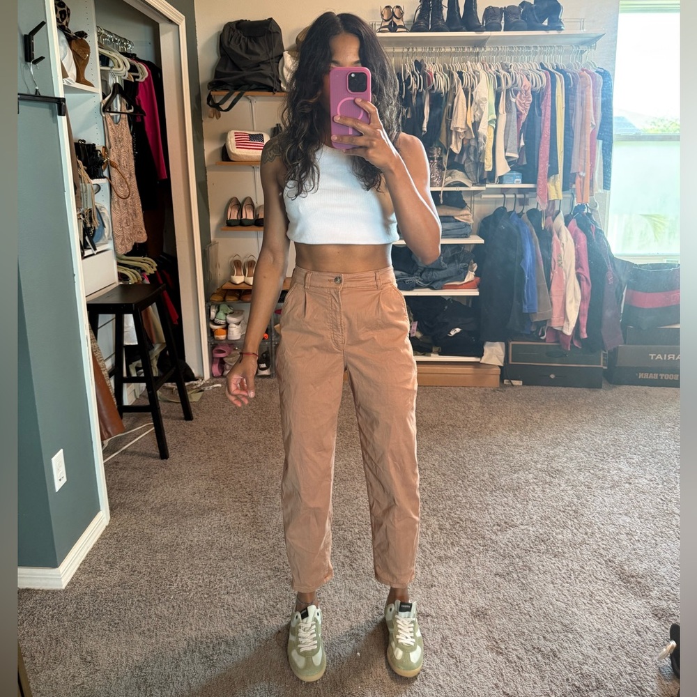 Express Tan High-Waisted Pants